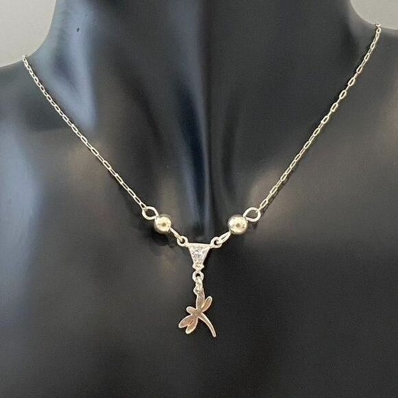 Sterling Silver 925 Mexico Dragonfly Necklace & Earrings Set - Signed - Picture 3 of 9